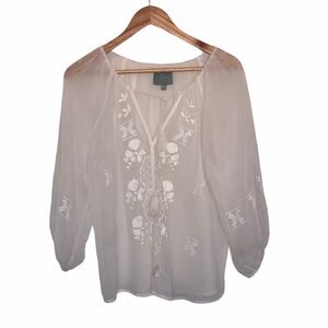 SKIES ARE BLUE Boho Sheer White Tunic